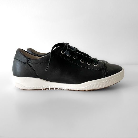 NEW Josef Seibel Black Leather Sneakers with White And Rubber Soles, Sz 38 - Picture 3 of 11
